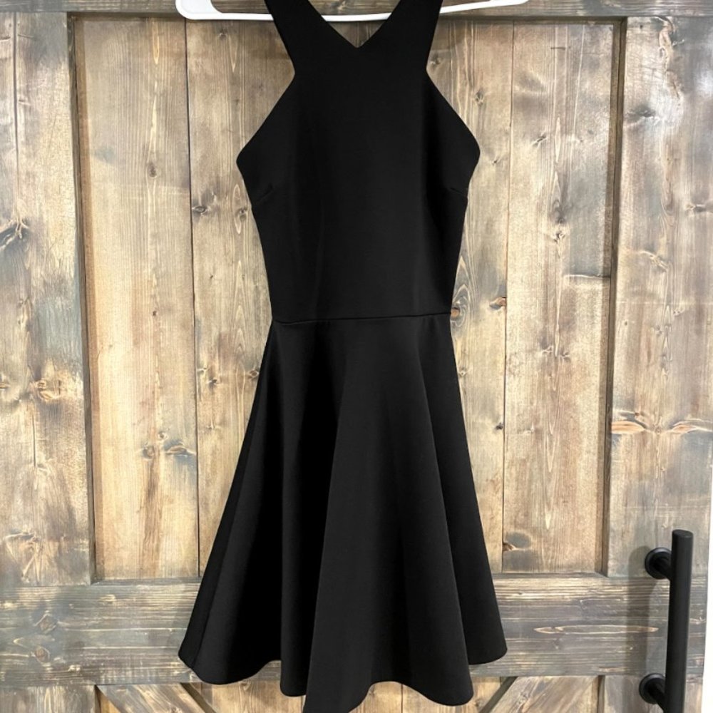 Cross-Necked Black Dress